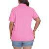 MoFiz Plus Size Zipper Up Golf Polo Shirts for Women Short Sleeve Collared Tennis Workout Tops Casual Activewear XL-5XL(Pink)