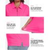 MoFiz Plus Size Zipper Up Golf Polo Shirts for Women Short Sleeve Collared Tennis Workout Tops Casual Activewear XL-5XL(Rose Red)