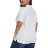 MoFiz Plus Size Zipper Up Golf Polo Shirts for Women Short Sleeve Collared Tennis Workout Tops Casual Activewear XL-5XL(White)