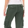 MoFiz Womens Capris with Pockets Loose Fit Casual Capri Pants Dressy Lightweight Ladies Baggy Cargo Pants for Hiking(Army Green)