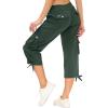 MoFiz Womens Capris with Pockets Loose Fit Casual Capri Pants Dressy Lightweight Ladies Baggy Cargo Pants for Hiking(Army Green)
