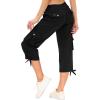 MoFiz Womens Capris with Pockets Loose Fit Casual Capri Pants Dressy Lightweight Ladies Baggy Cargo Pants for Hiking(Black)