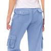 MoFiz Womens Capris with Pockets Loose Fit Casual Capri Pants Dressy Lightweight Ladies Baggy Cargo Pants for Hiking(Blue 1)