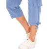 MoFiz Womens Capris with Pockets Loose Fit Casual Capri Pants Dressy Lightweight Ladies Baggy Cargo Pants for Hiking(Blue 1)