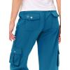 MoFiz Womens Capris with Pockets Loose Fit Casual Capri Pants Dressy Lightweight Ladies Baggy Cargo Pants for Hiking(Blue)