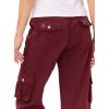 MoFiz Womens Capris with Pockets Loose Fit Casual Capri Pants Dressy Lightweight Ladies Baggy Cargo Pants for Hiking(Burgundy Red)
