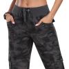 MoFiz Womens Capris with Pockets Loose Fit Casual Capri Pants Dressy Lightweight Ladies Baggy Cargo Pants for Hiking(Camo Gray)