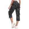 MoFiz Womens Capris with Pockets Loose Fit Casual Capri Pants Dressy Lightweight Ladies Baggy Cargo Pants for Hiking(Camo Gray)