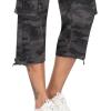 MoFiz Womens Capris with Pockets Loose Fit Casual Capri Pants Dressy Lightweight Ladies Baggy Cargo Pants for Hiking(Camo Gray)