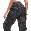 MoFiz Womens Capris with Pockets Loose Fit Casual Capri Pants Dressy Lightweight Ladies Baggy Cargo Pants for Hiking(Camo Gray)