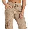 MoFiz Womens Capris with Pockets Loose Fit Casual Capri Pants Dressy Lightweight Ladies Baggy Cargo Pants for Hiking(Dirty Khaki)