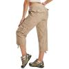 MoFiz Womens Capris with Pockets Loose Fit Casual Capri Pants Dressy Lightweight Ladies Baggy Cargo Pants for Hiking(Dirty Khaki)
