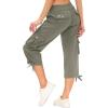 MoFiz Womens Capris with Pockets Loose Fit Casual Capri Pants Dressy Lightweight Ladies Baggy Cargo Pants for Hiking(Grey)