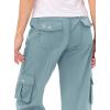 MoFiz Womens Capris with Pockets Loose Fit Casual Capri Pants Dressy Lightweight Ladies Baggy Cargo Pants for Hiking(Grey Blue)