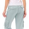 MoFiz Womens Capris with Pockets Loose Fit Casual Capri Pants Dressy Lightweight Ladies Baggy Cargo Pants for Hiking(Light Gray)