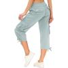 MoFiz Womens Capris with Pockets Loose Fit Casual Capri Pants Dressy Lightweight Ladies Baggy Cargo Pants for Hiking(Light Gray)