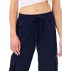 MoFiz Womens Capris with Pockets Loose Fit Casual Capri Pants Dressy Lightweight Ladies Baggy Cargo Pants for Hiking(Navy)