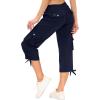 MoFiz Womens Capris with Pockets Loose Fit Casual Capri Pants Dressy Lightweight Ladies Baggy Cargo Pants for Hiking(Navy)