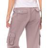 MoFiz Womens Capris with Pockets Loose Fit Casual Capri Pants Dressy Lightweight Ladies Baggy Cargo Pants for Hiking(Pink)