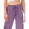MoFiz Womens Capris with Pockets Loose Fit Casual Capri Pants Dressy Lightweight Ladies Baggy Cargo Pants for Hiking(Pink Purple)