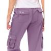 MoFiz Womens Capris with Pockets Loose Fit Casual Capri Pants Dressy Lightweight Ladies Baggy Cargo Pants for Hiking(Pink Purple)