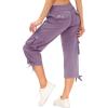 MoFiz Womens Capris with Pockets Loose Fit Casual Capri Pants Dressy Lightweight Ladies Baggy Cargo Pants for Hiking(Pink Purple)