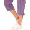 MoFiz Womens Capris with Pockets Loose Fit Casual Capri Pants Dressy Lightweight Ladies Baggy Cargo Pants for Hiking(Pink Purple)