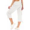 MoFiz Womens Capris with Pockets Loose Fit Casual Capri Pants Dressy Lightweight Ladies Baggy Cargo Pants for Hiking(White)
