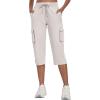 MoFiz Women’s Cargo Capris Pants with Pockets Lightweight Quick Dry Travel Hiking Summer Pants for Women(Ash Gray)
