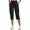 MoFiz Women’s Cargo Capris Pants with Pockets Lightweight Quick Dry Travel Hiking Summer Pants for Women(Black)