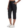 MoFiz Women’s Cargo Capris Pants with Pockets Lightweight Quick Dry Travel Hiking Summer Pants for Women(Black)