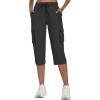 MoFiz Women’s Cargo Capris Pants with Pockets Lightweight Quick Dry Travel Hiking Summer Pants for Women(Dark Gray)