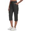 MoFiz Women’s Cargo Capris Pants with Pockets Lightweight Quick Dry Travel Hiking Summer Pants for Women(Dark Gray)