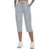 MoFiz Women’s Cargo Capris Pants with Pockets Lightweight Quick Dry Travel Hiking Summer Pants for Women(Gray)