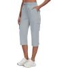 MoFiz Women’s Cargo Capris Pants with Pockets Lightweight Quick Dry Travel Hiking Summer Pants for Women(Gray)