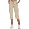 MoFiz Women’s Cargo Capris Pants with Pockets Lightweight Quick Dry Travel Hiking Summer Pants for Women(Khaki)