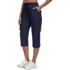 MoFiz Women’s Cargo Capris Pants with Pockets Lightweight Quick Dry Travel Hiking Summer Pants for Women(Navy)