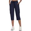 MoFiz Women’s Cargo Capris Pants with Pockets Lightweight Quick Dry Travel Hiking Summer Pants for Women(Navy)