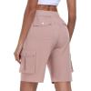 MoFiz Women’s Cargo Shorts Quick Dry Athletic Shorts Lightweight Running Summer Hiking Shorts with Pockets(Dusty Pink)