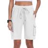 MoFiz Women’s Cargo Shorts Quick Dry Athletic Shorts Lightweight Running Summer Hiking Shorts with Pockets(White)