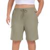MoFiz Women’s Plus Size Hiking Cargo Shorts Quick Dry Golf Active Shorts Lightweight Summer Shorts with Pockets(Grey Khaki)