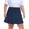 MoFiz Women’s Plus Size Skorts with Pockets Tennis Golf Skirt with Shorts Knee Length High Waisted Athletic Workout Skort(Navy Blue)