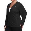 MoFiz Womens Plus Size Sun Protection Jackets Full Zip Lightweight Workout Hiking Athletic Running Hoodies with Thumb Hole(Black)