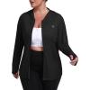 MoFiz Womens Plus Size Sun Protection Jackets Full Zip Lightweight Workout Hiking Athletic Running Hoodies with Thumb Hole(Black)