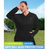 MoFiz Womens Plus Size Sun Protection Jackets Full Zip Lightweight Workout Hiking Athletic Running Hoodies with Thumb Hole(Black)