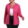 MoFiz Womens Plus Size Sun Protection Jackets Full Zip Lightweight Workout Hiking Athletic Running Hoodies with Thumb Hole(Hot Pink)