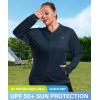 MoFiz Womens Plus Size Sun Protection Jackets Full Zip Lightweight Workout Hiking Athletic Running Hoodies with Thumb Hole(Navy)