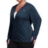 MoFiz Womens Plus Size Sun Protection Jackets Full Zip Lightweight Workout Hiking Athletic Running Hoodies with Thumb Hole(Navy)