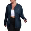 MoFiz Womens Plus Size Sun Protection Jackets Full Zip Lightweight Workout Hiking Athletic Running Hoodies with Thumb Hole(Navy)