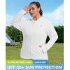 MoFiz Womens Plus Size Sun Protection Jackets Full Zip Lightweight Workout Hiking Athletic Running Hoodies with Thumb Hole(White)